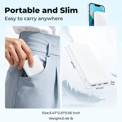 20000 Mah Portable Charger Power Bank Dual USB Battery Pack for Iphone, Ipad, Galaxy, Android, Pixel and Tablet (Blue)