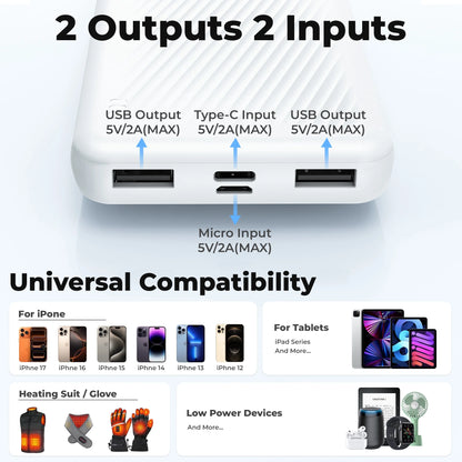 20000 Mah Portable Charger Power Bank Dual USB Battery Pack for Iphone, Ipad, Galaxy, Android, Pixel and Tablet (Blue)